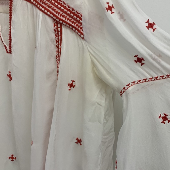Anthropologie Flowy Embroidered Long Sleeve Shirt - Picture 4 of 6